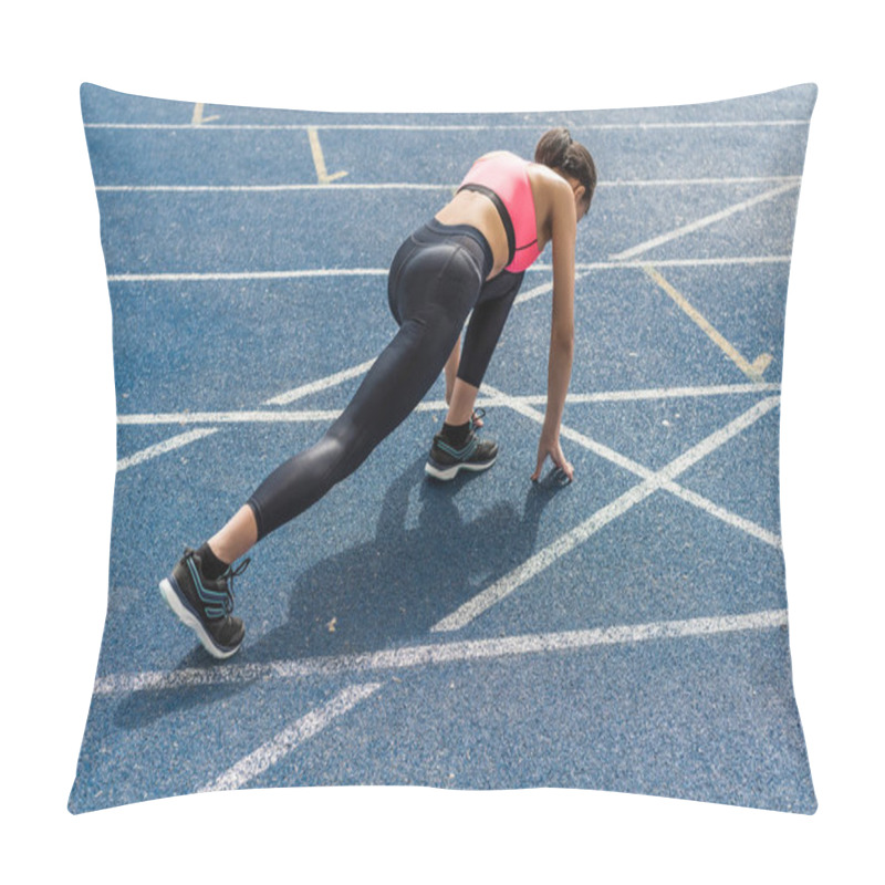 Personality  Sportswoman On Starting Line  Pillow Covers