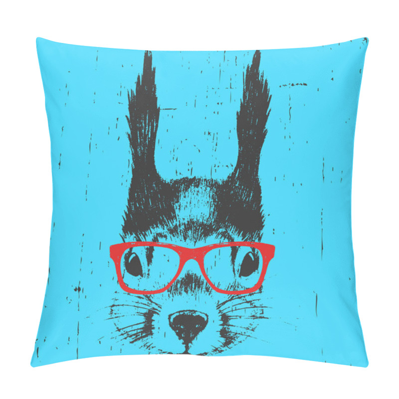 Personality  Portrait Of Squirrel With Glasses. Pillow Covers