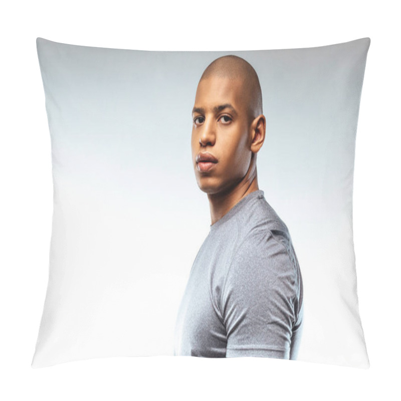 Personality  Sportive Bold African-american Man Wearing Sport T-shirt Pillow Covers