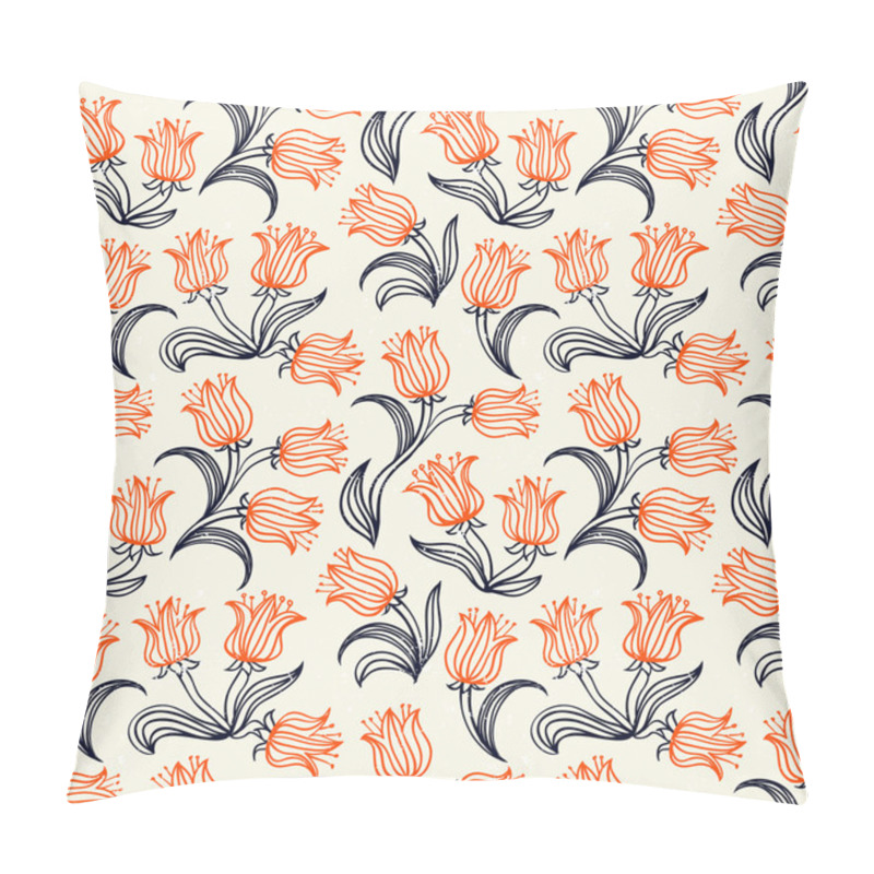 Personality  Ditsy Floral Pattern With Small Red Tulips Pillow Covers