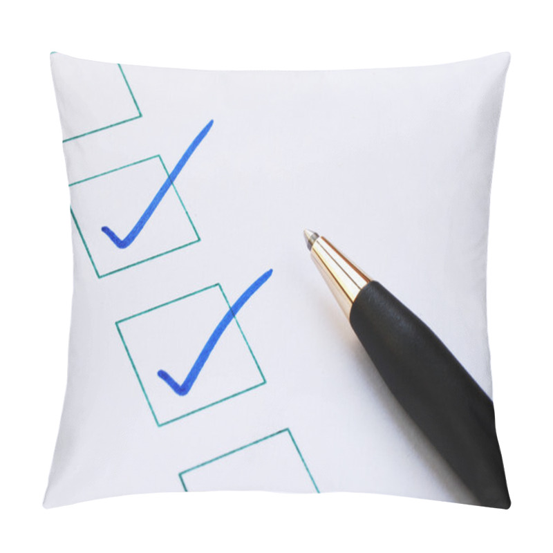 Personality  Put The Check Mark/tick In The Boxes Concepts Of Approval And Correctness Pillow Covers