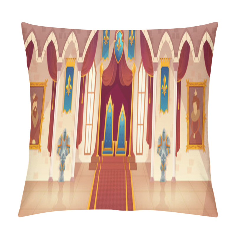 Personality  Vector Castle Throne Hall, Interior Of Royal Ballroom Pillow Covers