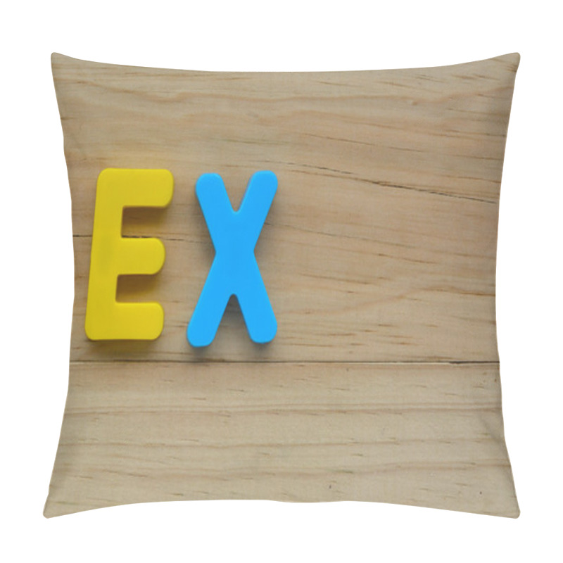 Personality  Top Lay Of The Word Ex On A Wooden Background. Pillow Covers