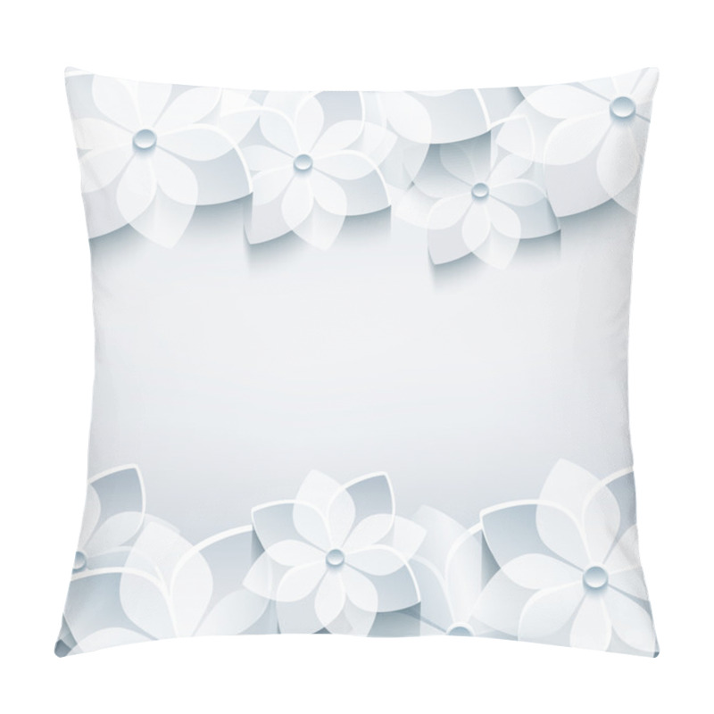 Personality  Trendy Abstract Grey Background With 3d Sakura Flower Pillow Covers