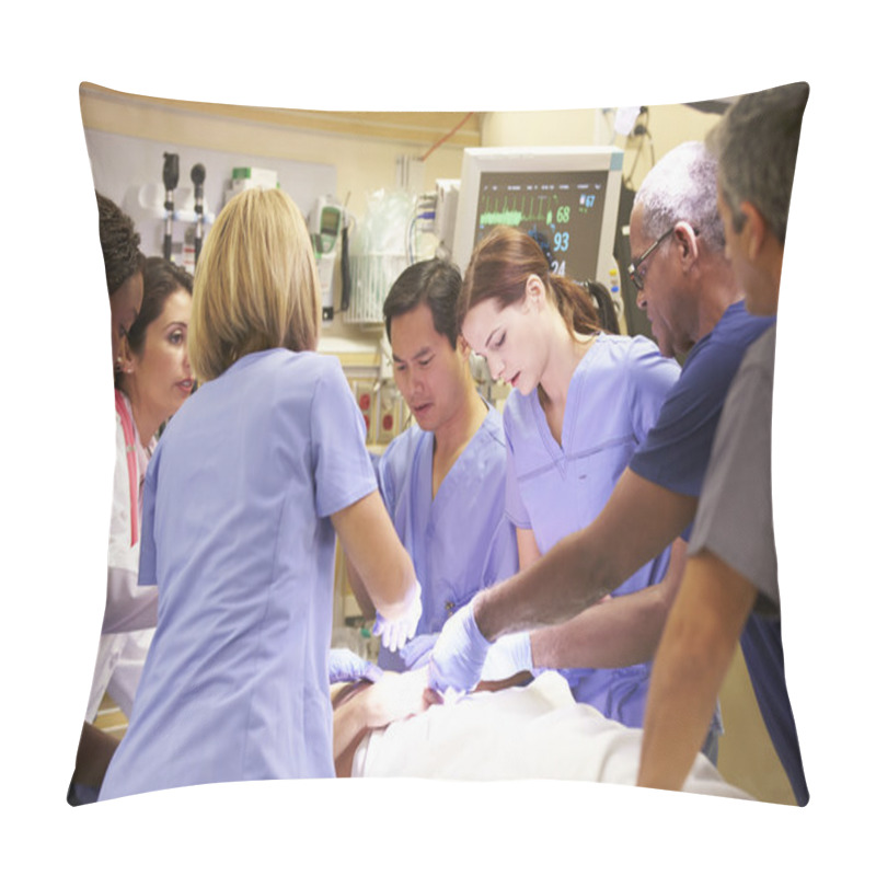 Personality  Medical Team Working On Patient In Emergency Room Pillow Covers