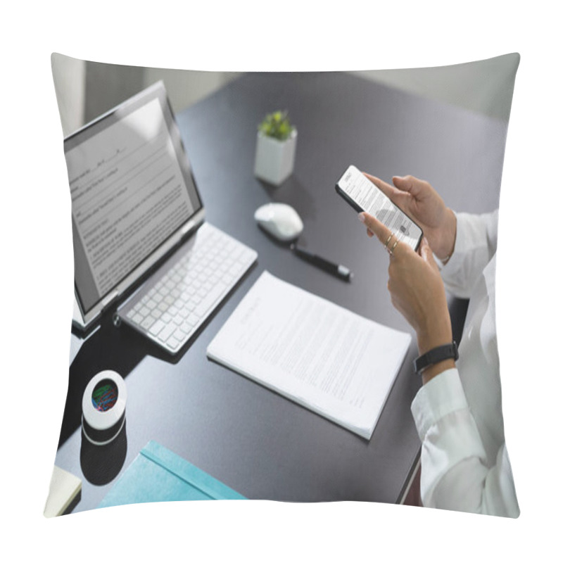 Personality  Taking Document Picture Or Photo With Phone. Smartphone Optical Document Pillow Covers