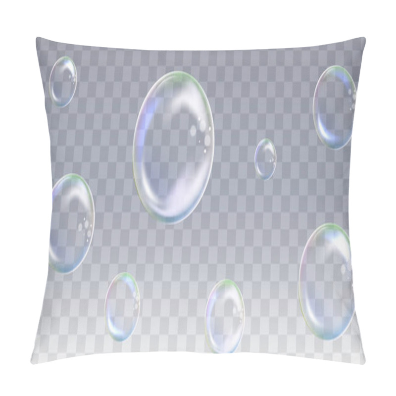 Personality  Realistic Soap Bubbles Set. Realistic Soap Bubbles Isolated On Transparent Background. Pillow Covers