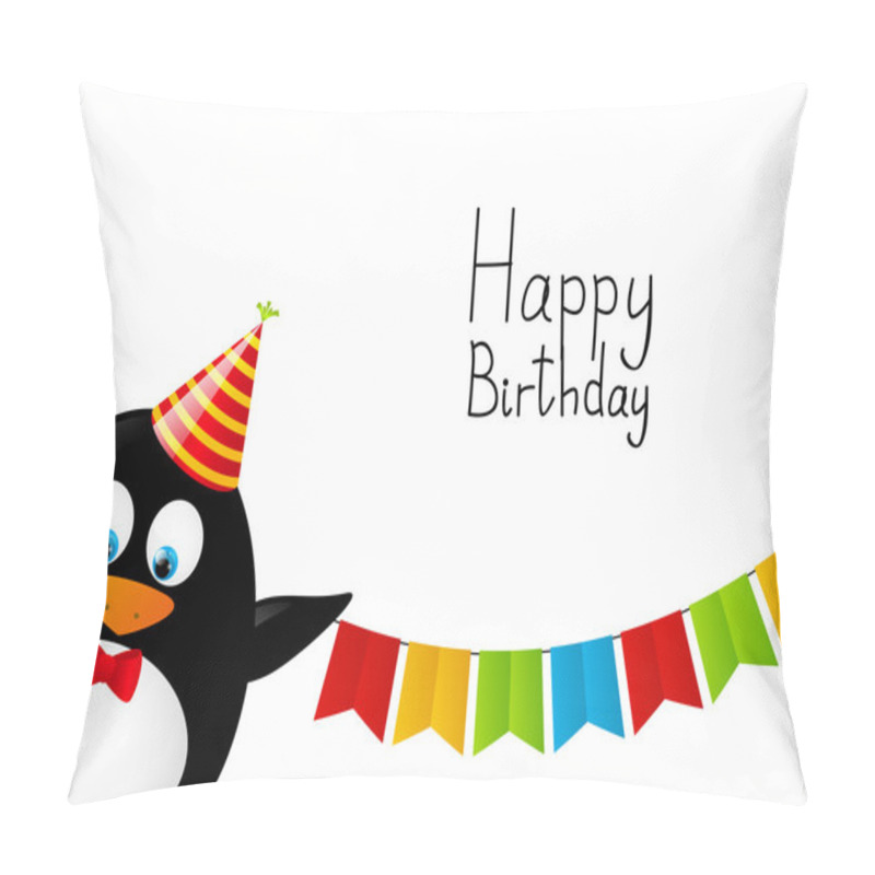 Personality  Funny Penguin With Party Flags Pillow Covers