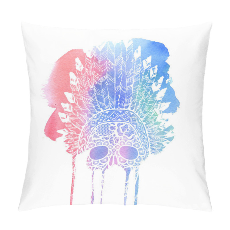 Personality  Lacy Human Skull In Native American Indian Pillow Covers