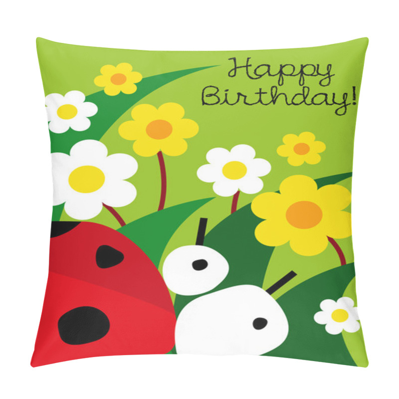 Personality  Birthday Card With Cute Ladybug Pillow Covers