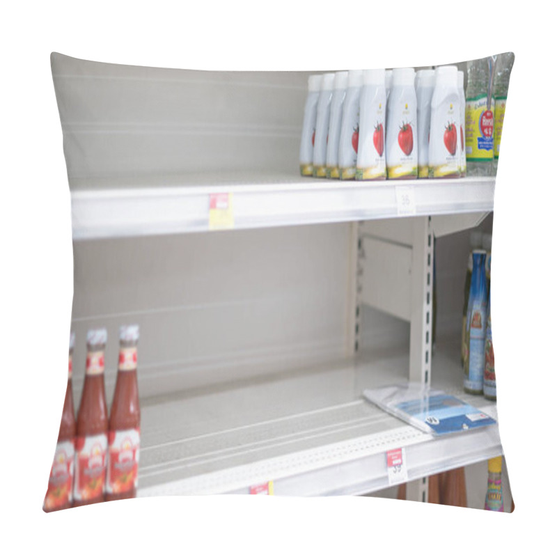 Personality  Empty Food Shelves In A Supermarket Due To People Panicking And Hoarding Groceries In Fear Of The CoronaVirus Outbreak. Coronavirus Covid-19 Pandemic World Crisis Concept. Pillow Covers