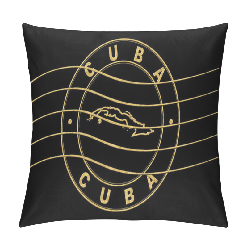 Personality  Map Of Cuba, Postal Passport Stamp, Travel Stamp, Round Design Pillow Covers