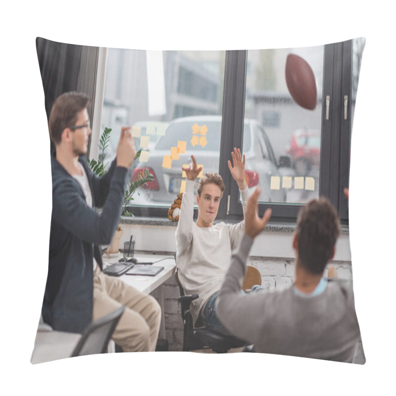 Personality  Men Playing With Ball In Modern Office Pillow Covers