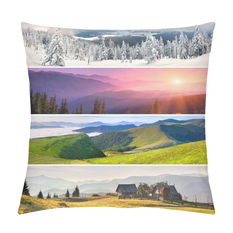 Personality  Set Of The 4 Seasons Landscape Pillow Covers