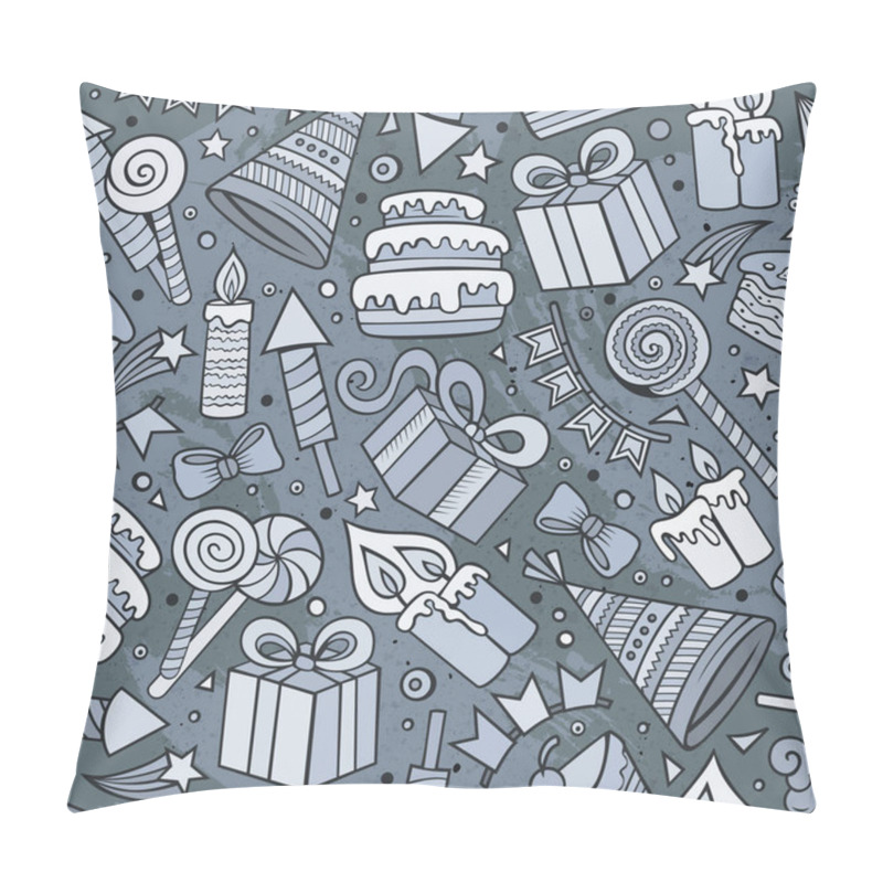 Personality  Cartoon Hand-drawn Doodles Birthday Theme Seamless Pattern Pillow Covers