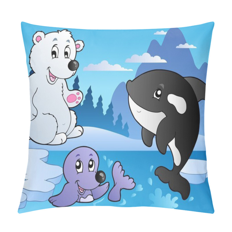 Personality  Winter Scene With Various Animals 3 Pillow Covers