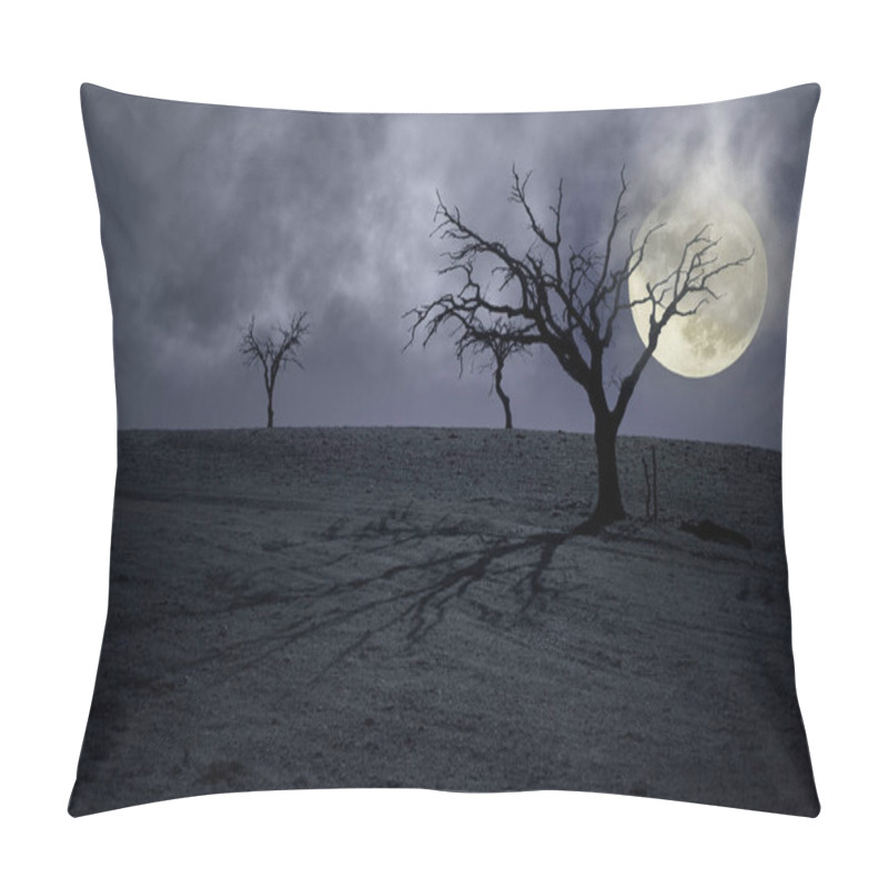 Personality  Halloween Backgound. Bare Trees In A Full Moon Night. Pillow Covers