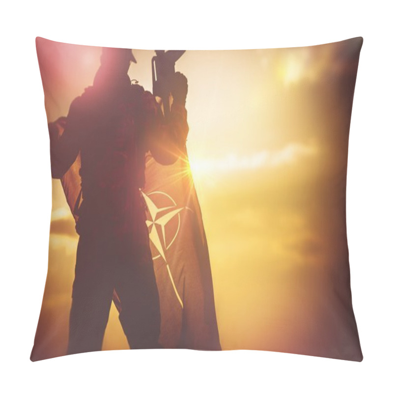 Personality  Soldier With NATO Flag Pillow Covers