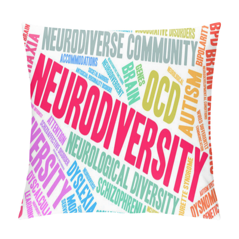 Personality  Neurodiversity Word Cloud On A White Background.  Pillow Covers