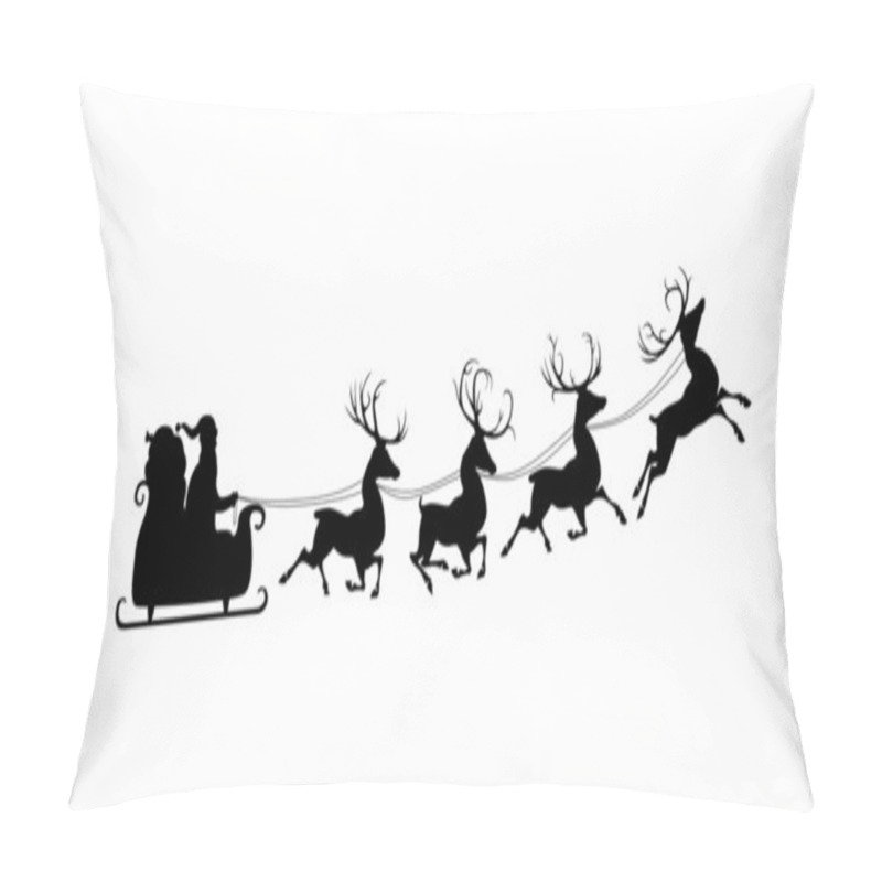 Personality  Silhouette Of Santa And His Reindeers Pillow Covers