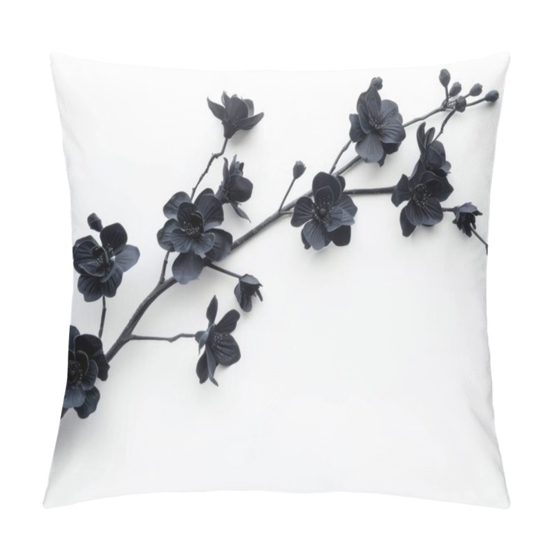 Personality  Elegant Black Flowers Create A Striking Contrast Against A White Background, Adding A Touch Of Sophistication. Pillow Covers