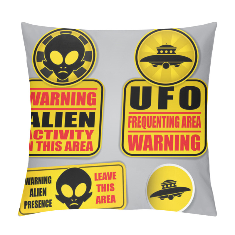 Personality  Warning Alien UFO Signs Pillow Covers