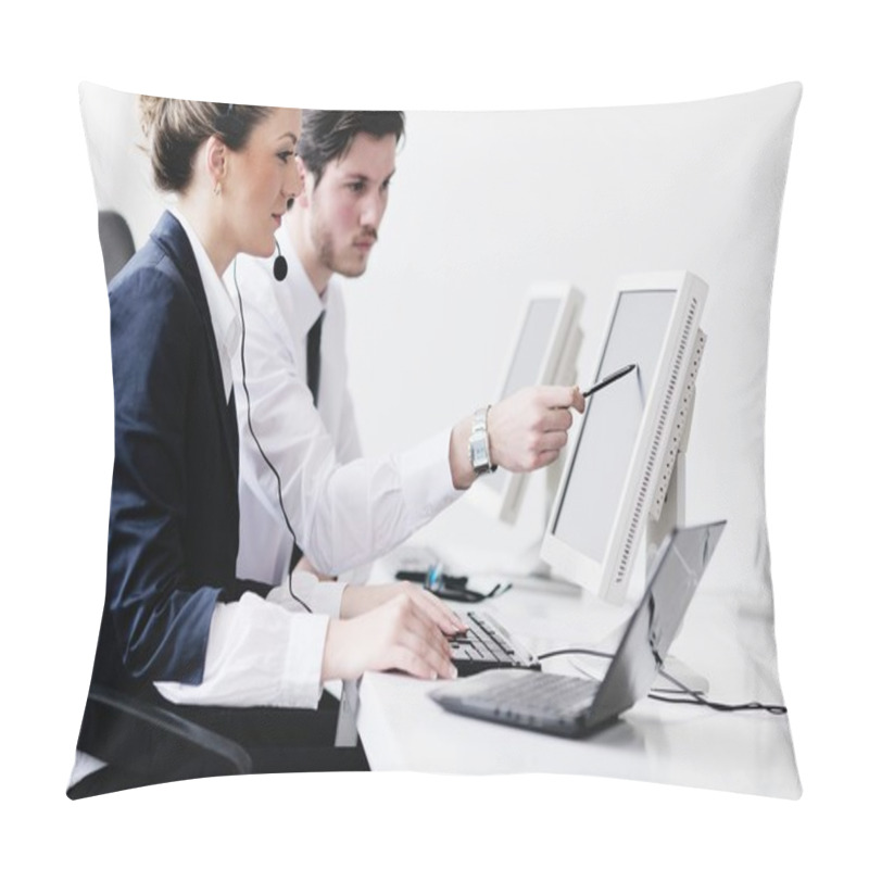 Personality  Business Group Working In Customer And Help Desk Office Pillow Covers