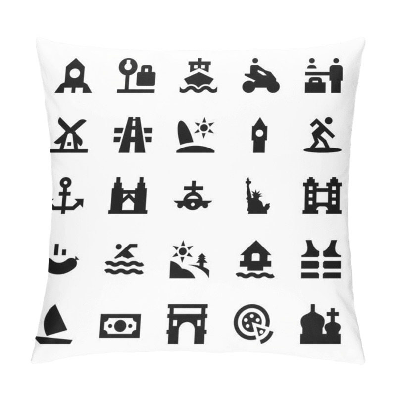 Personality  Tourism And Travel Vector Icons 10 Pillow Covers