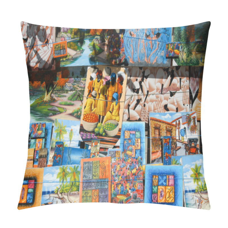 Personality  Paintings Of A Market At Santo Domingo On Dominican Republic Pillow Covers