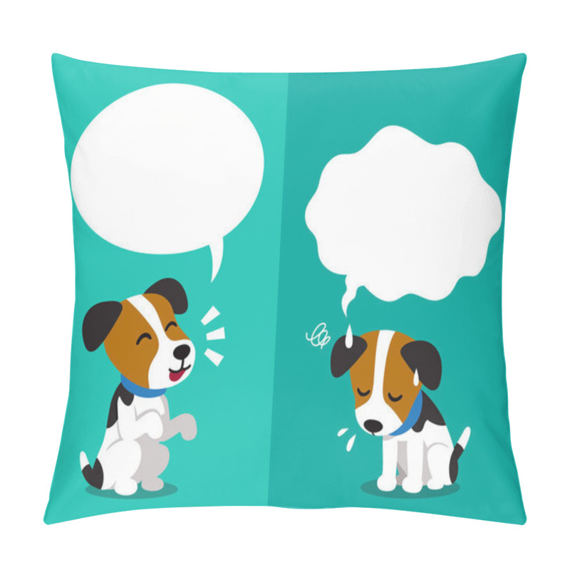 Personality  Vector Cartoon Character Jack Russell Terrier Dog Expressing Different Emotions With Speech Bubbles For Design. Pillow Covers