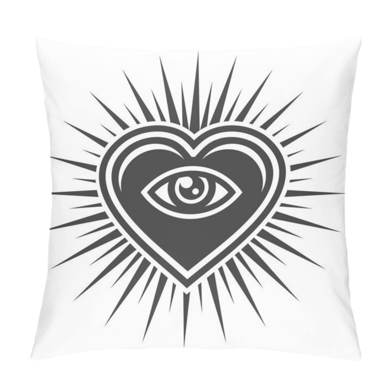 Personality  Eye Inside Heart Sign. Masonic Icon On White Background. Vector Pillow Covers