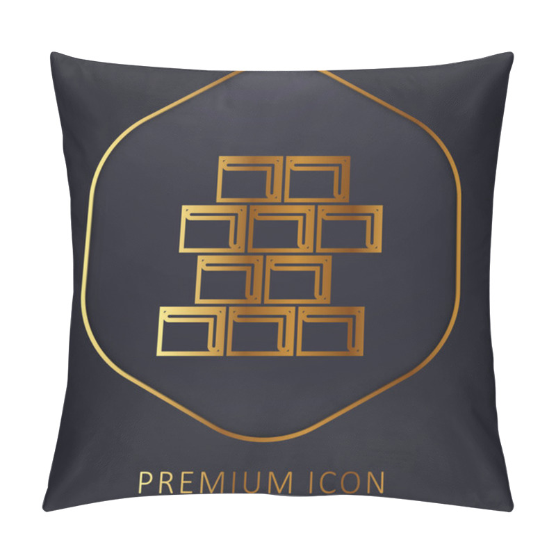 Personality  Brick Wall Golden Line Premium Logo Or Icon Pillow Covers