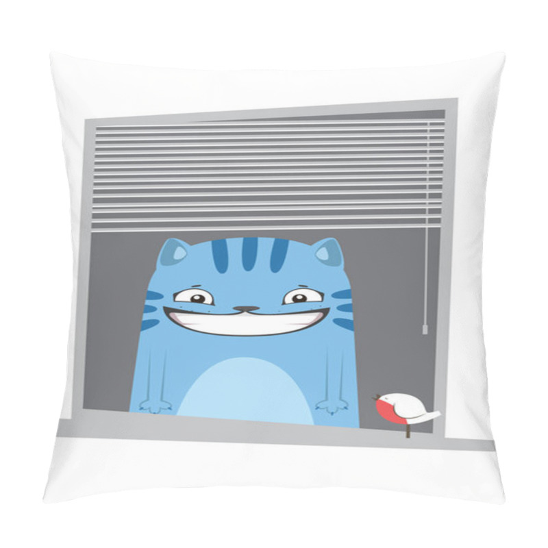 Personality  Smiling Cat In The Window. Pillow Covers