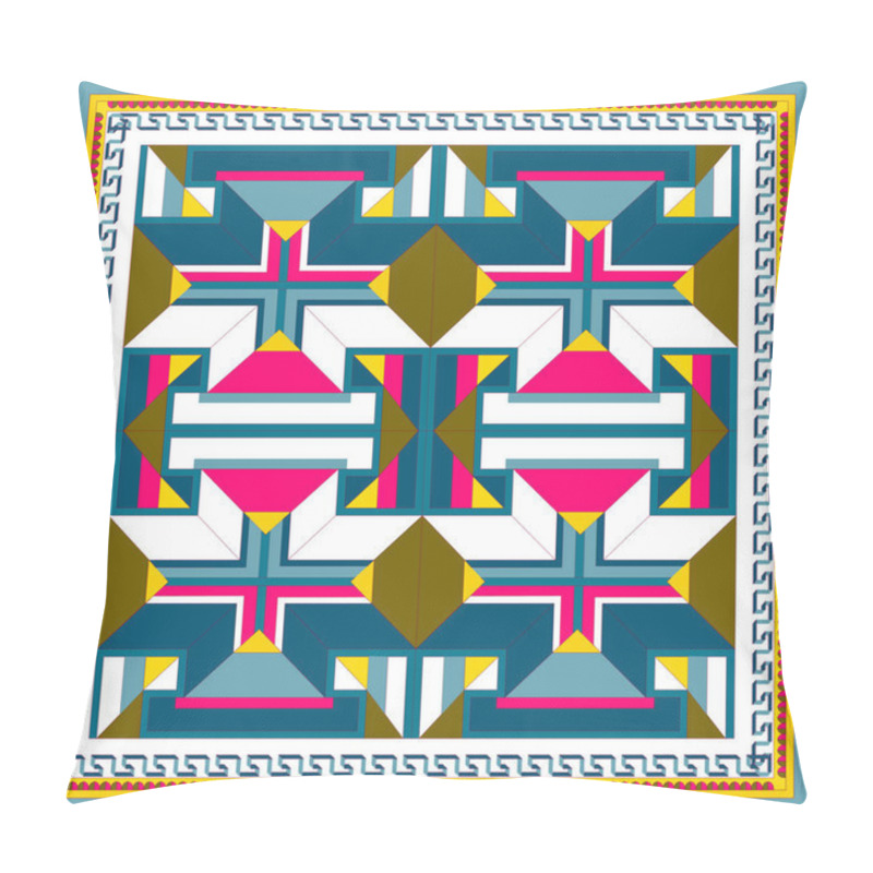 Personality  Silk Scarf With A Geometric Pattern. Square Vector Pillow Covers