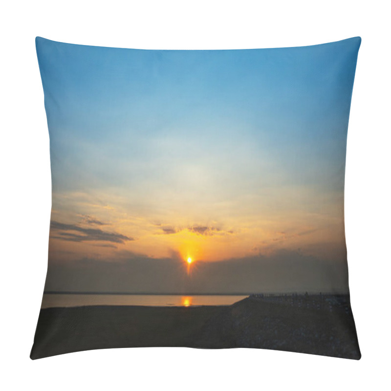 Personality  Gorgeous Scenic Of The Strong Sunrise With Silver Lining And Cloud On The Orange Sky Pillow Covers