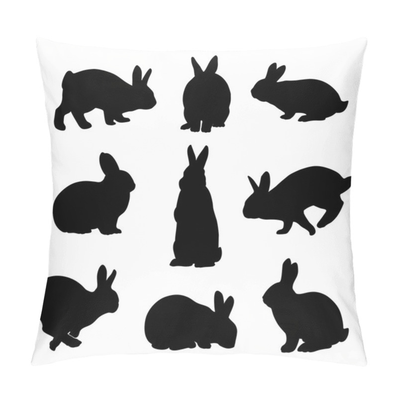 Personality  Easter Bunny Vector Rabbits Set Silhouettes Pillow Covers