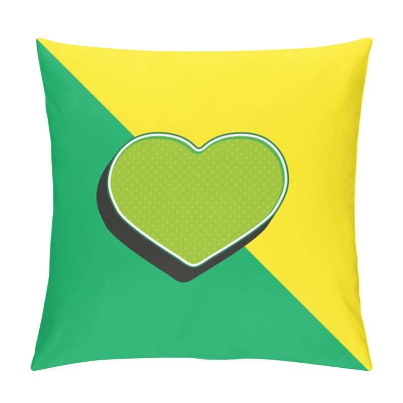 Personality  Big Black Heart Green And Yellow Modern 3d Vector Icon Logo Pillow Covers