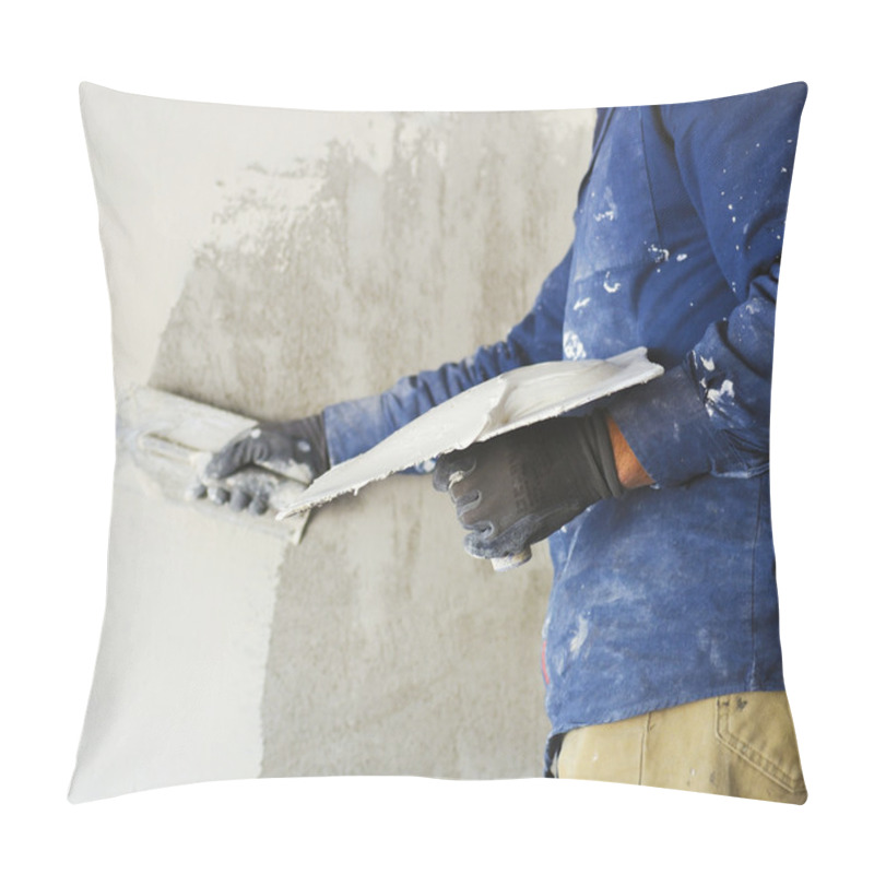 Personality  Worker Plastering Tool Plaster Marble On Interior Plaster Rough Pillow Covers