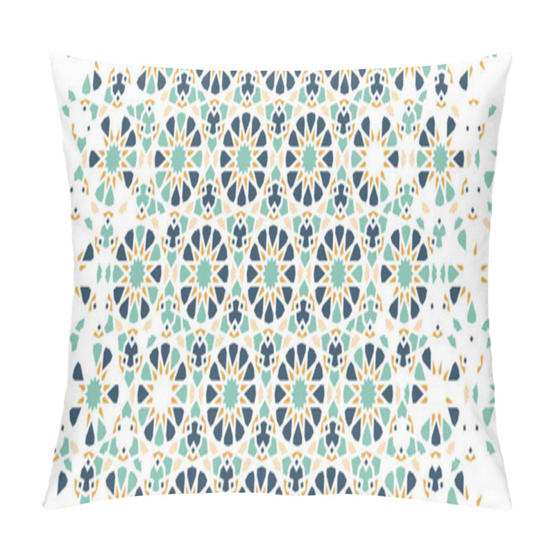 Personality  Islamic, Arabic Mosaic Repeating Vector Border, Pattern, Background. Geometric Halftone Pattern With Color Islamic Arabesque Disintegration Pillow Covers