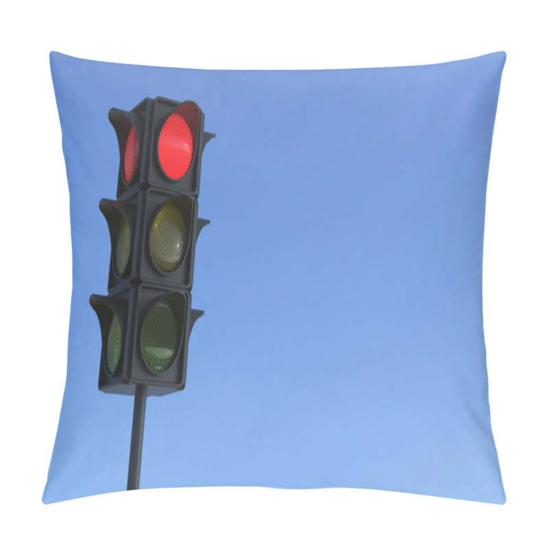 Personality  3D Illustration Red Traffic Light  Pillow Covers