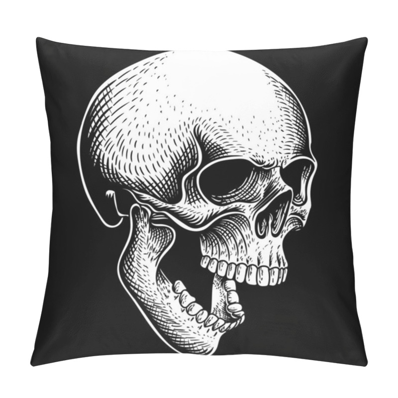 Personality  Skull Position Facing Obliquely Down Vector Illustration Pillow Covers