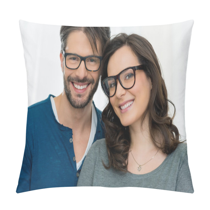 Personality  Smiling Happy Couple In Spectacles Pillow Covers