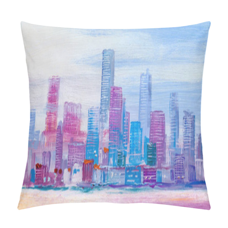 Personality  Abstract Painting Of Urban Skyscrapers. Pillow Covers