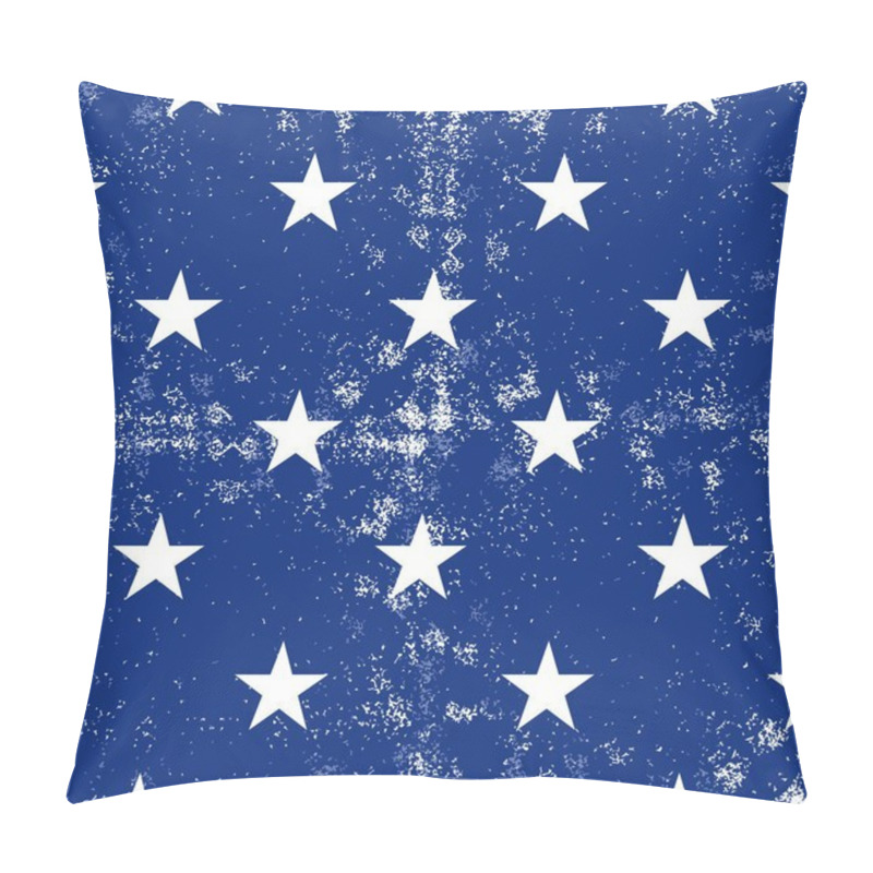 Personality  Little White Stars In Regular Horizontal And Vertical Rows On Dark Blue Background Grunge Seamless Pattern Pillow Covers