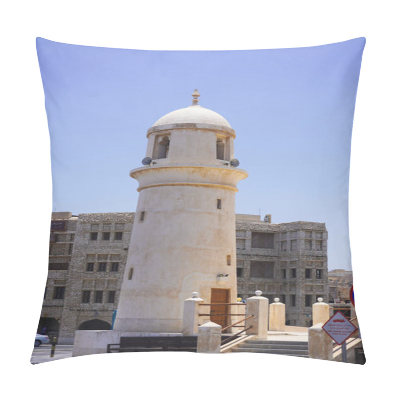 Personality  Medieval Architecture Of Lighthouse In Doha, Qatar Pillow Covers