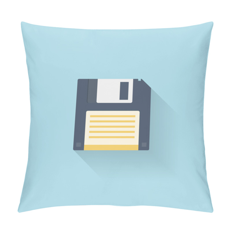 Personality  Flat Floppy Disk Icon For Web. Pillow Covers