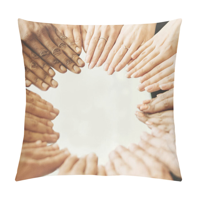 Personality  Group Of People Putting Hands Together, Top View Pillow Covers