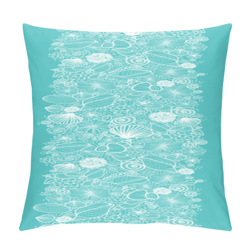 Personality  Blue Seashells Line Art Vertical Seamless Pattern Border Pillow Covers