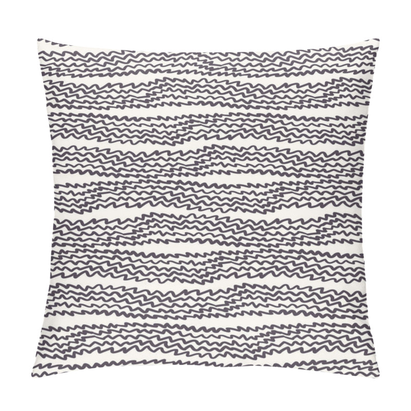 Personality  Seamless Pattern Hand Drawn Ornamental Striped Zig Zag Lines Background. Irregular Wavy Allover Print. Vector Line Art Swatch Pillow Covers