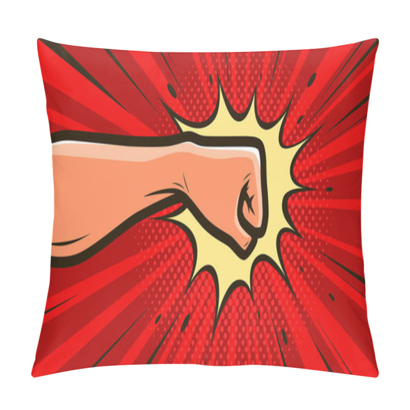 Personality  Fist. Pop Art Retro Comic Style. Punch, Cartoon Vector Illustration Pillow Covers